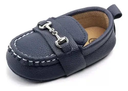 Mocasines suela suave para bebé, azul marino