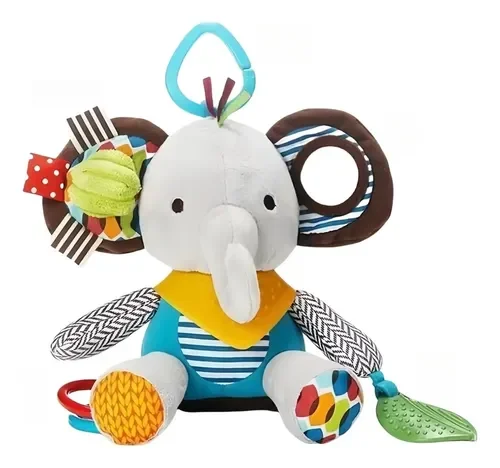 Elefante de texturas con sonaja y mordedera