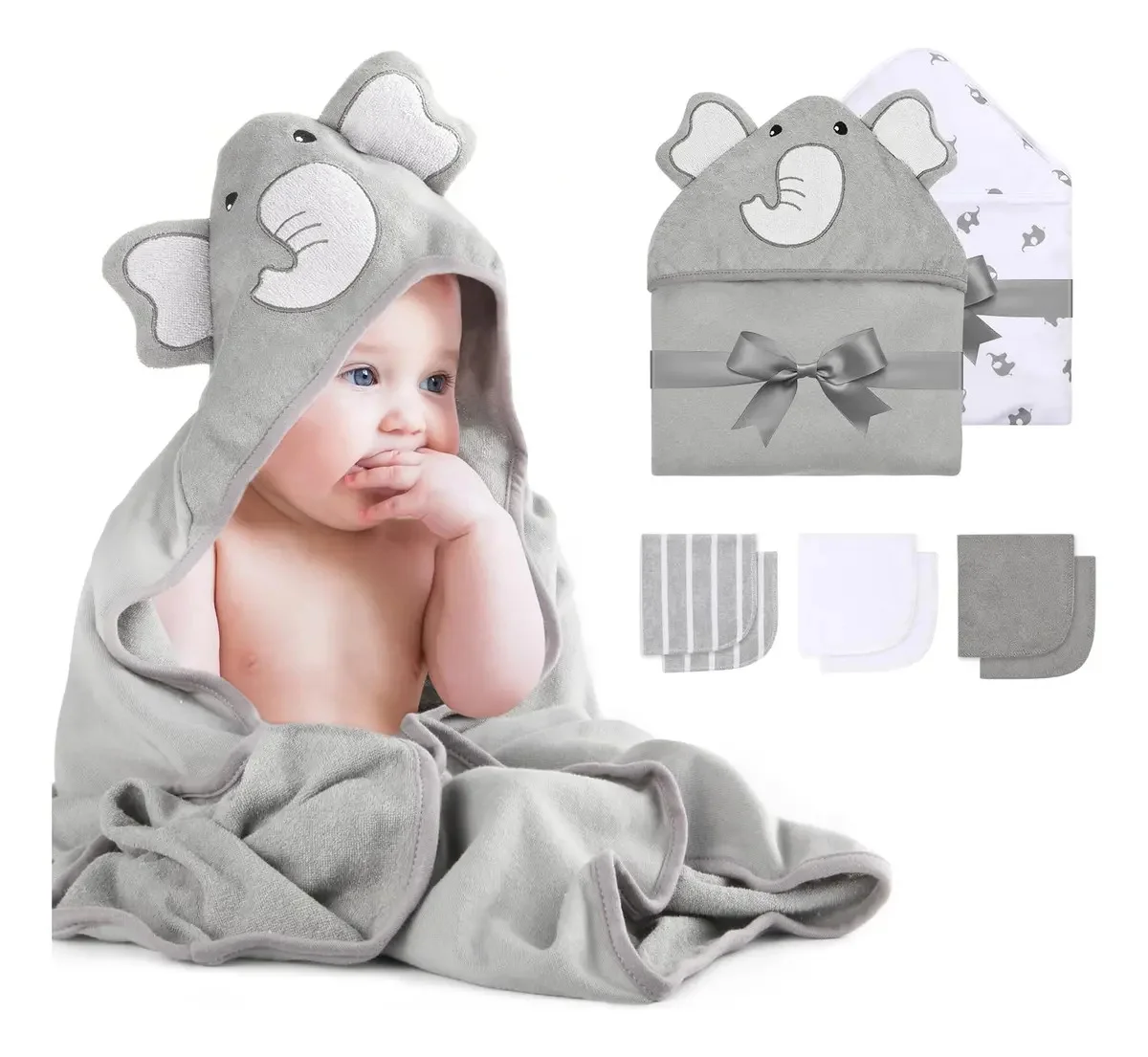 Momcozy set de baño con toalla de capucha, 8 piezas