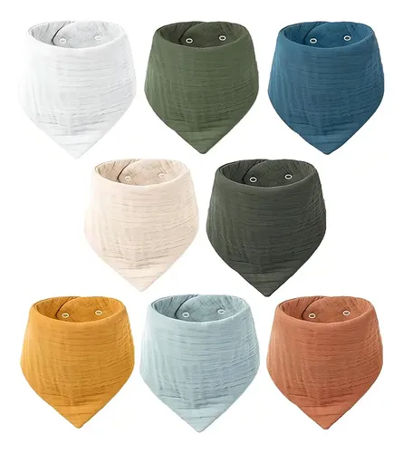 Baberos de gasa de algodón impermeables, 8 piezas