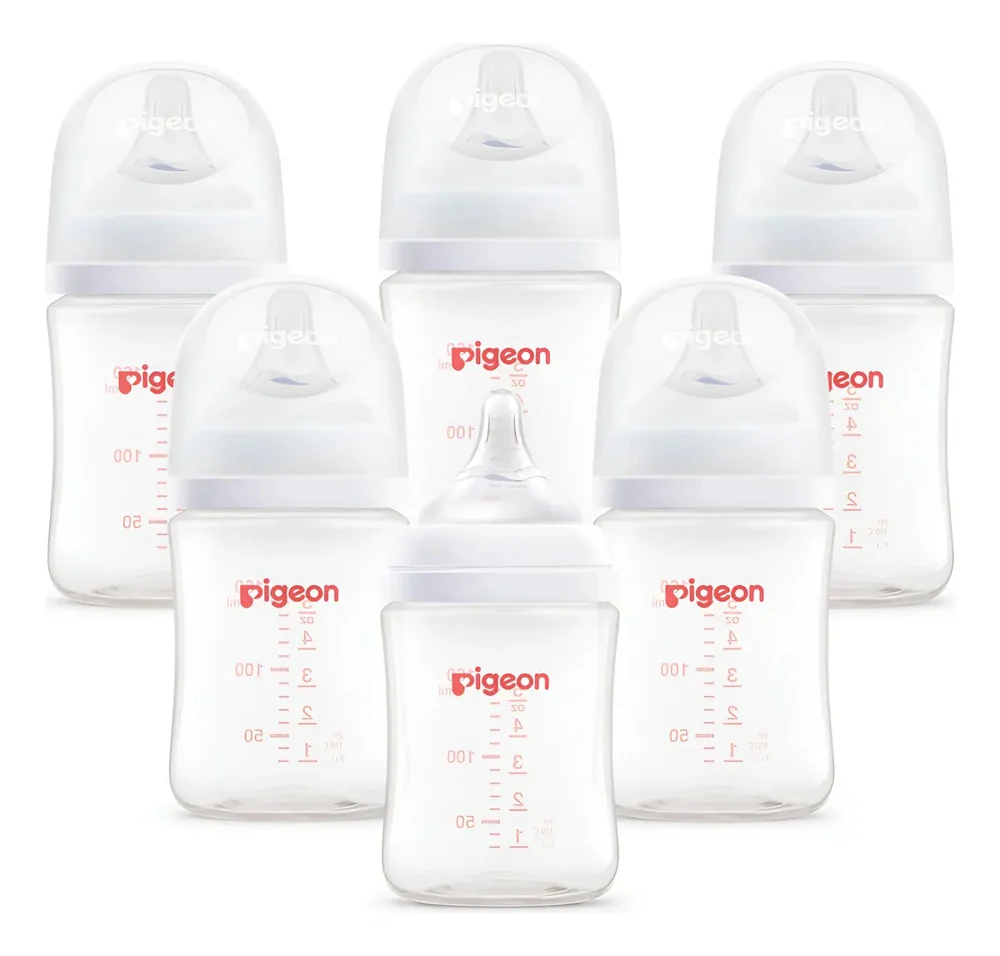 Set de 6 biberones Pigeon SofTouch boca ancha · 240 ml