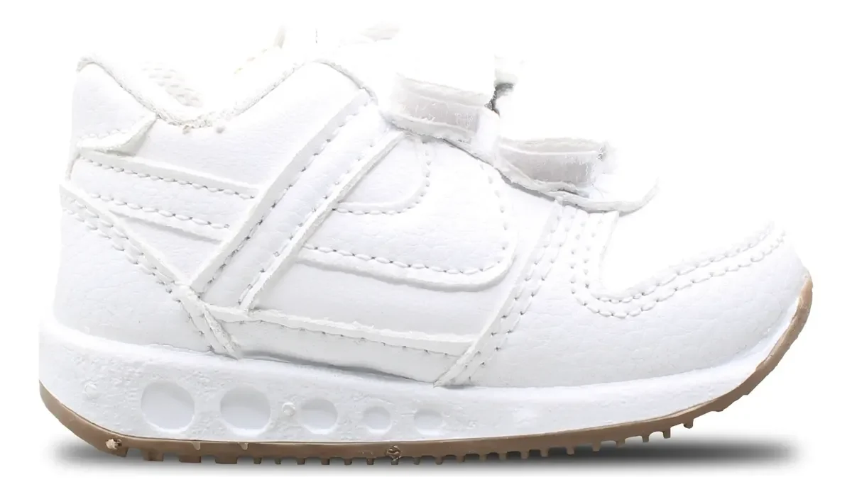 Panam tenis Jogger blancos para bebé, con doble velcro