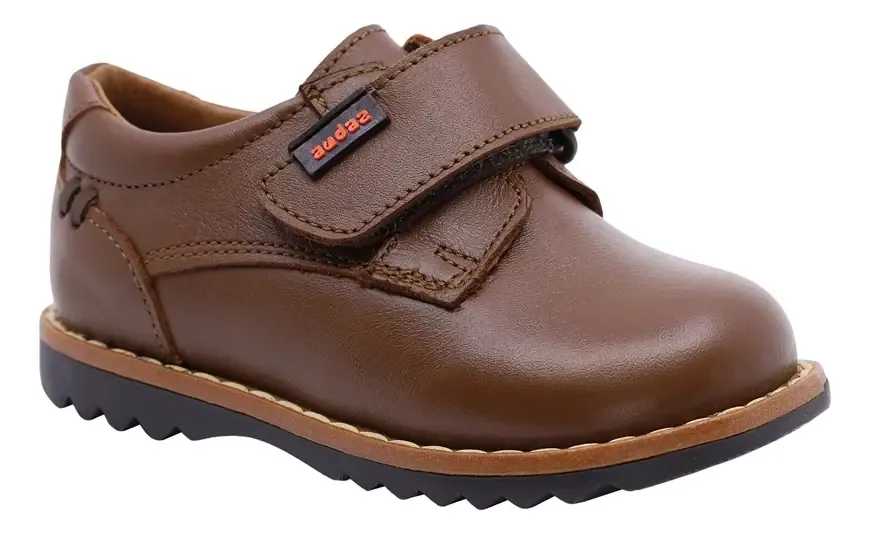 Audaz zapato de piel con velcro para bebé, color miel