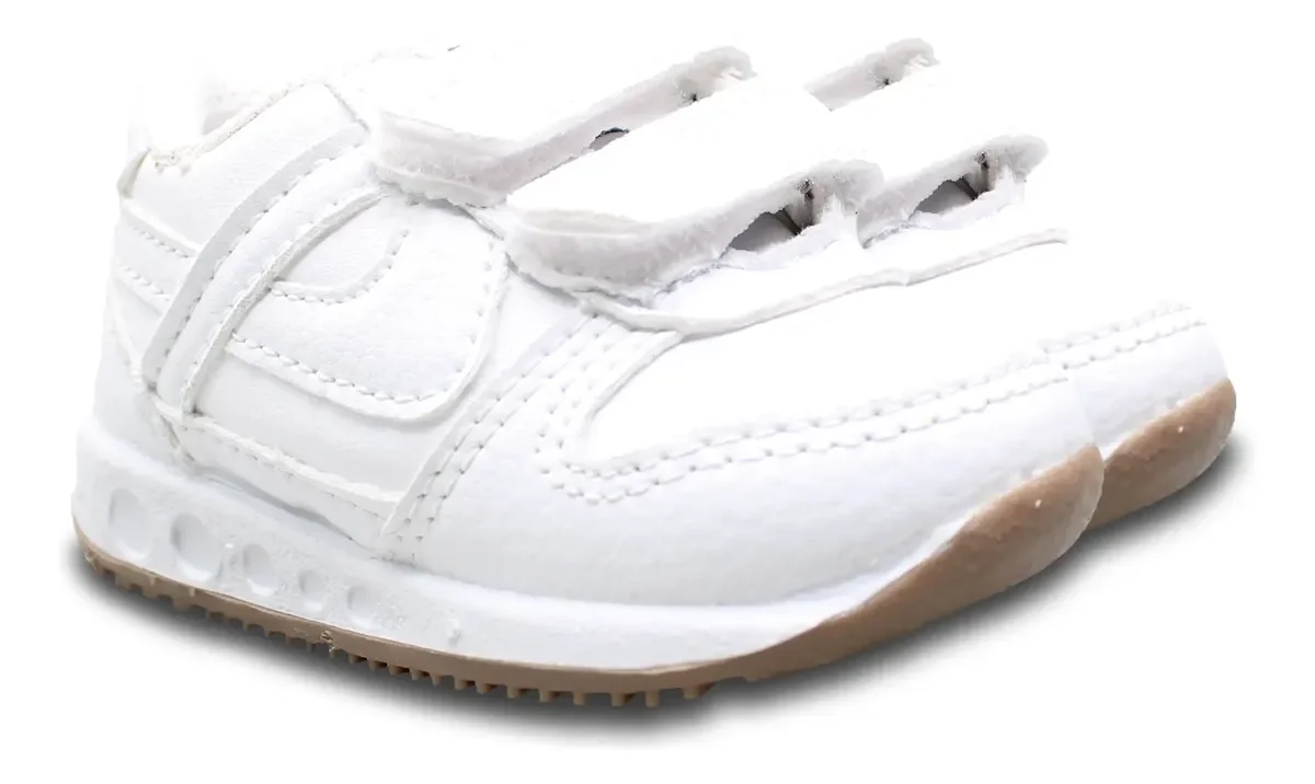 Panam tenis Jogger blancos para bebé, con doble velcro