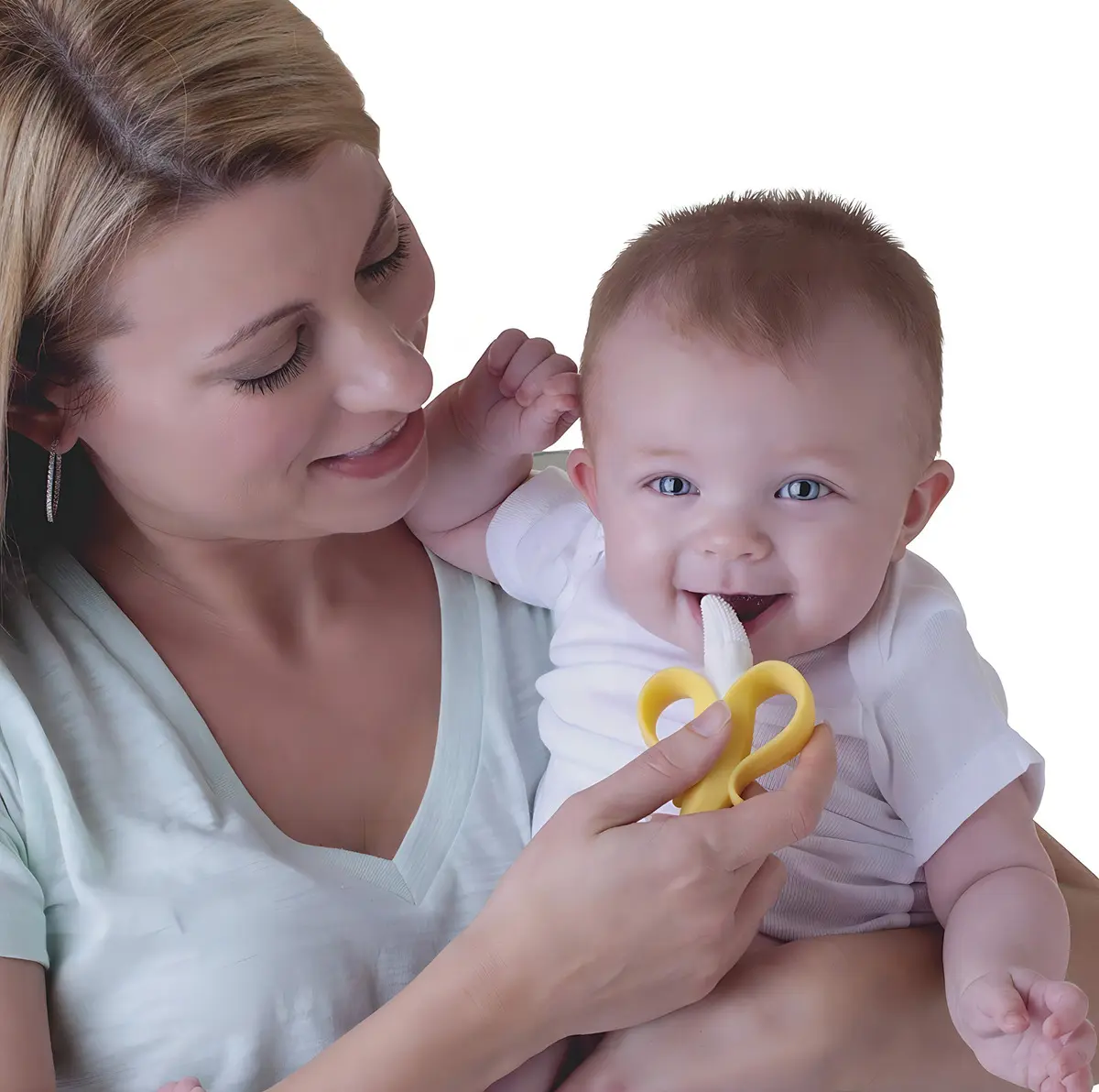 Nuby NanaNubs mordedera con cepillo masajeador en forma de plátano