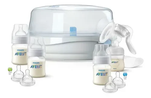 Set primeros comienzos Philips Avent · biberones y esterilizador