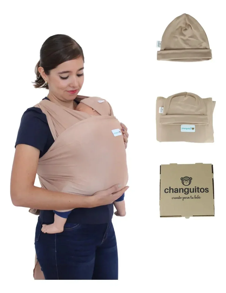 Fular portabebé de algodón con gorrito a juego