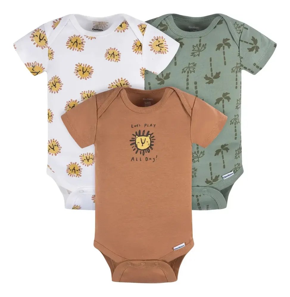 Pañalero Gerber set 3 piezas (body bebé, 0m)