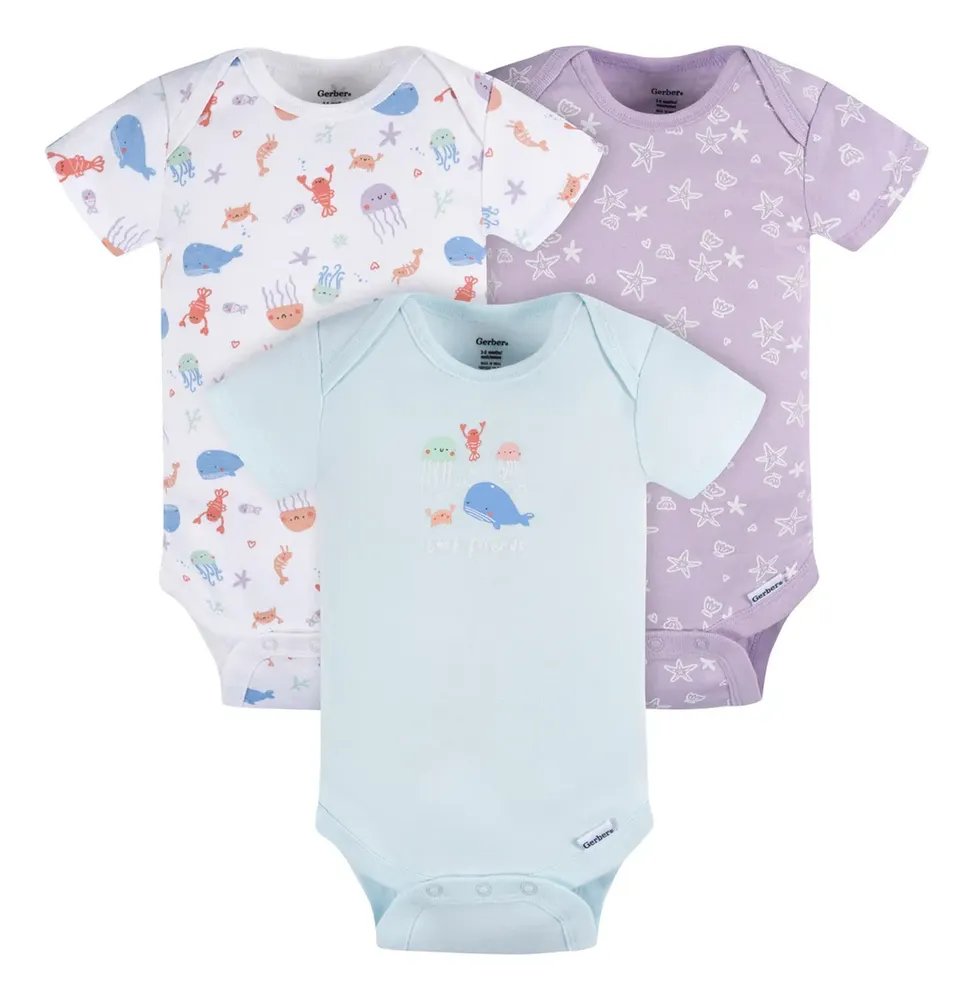 Pack 3 mamelucos Gerber Essentials (3-6 m)