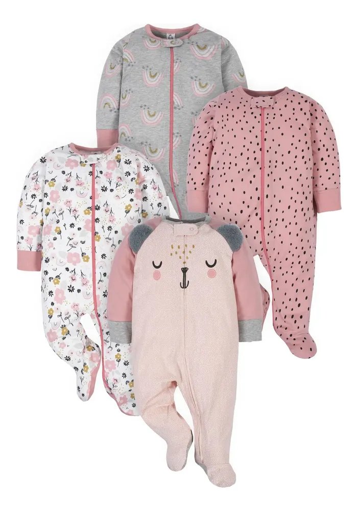 Gerber Sleep N Play · pack 4 mamelucos (niña)
