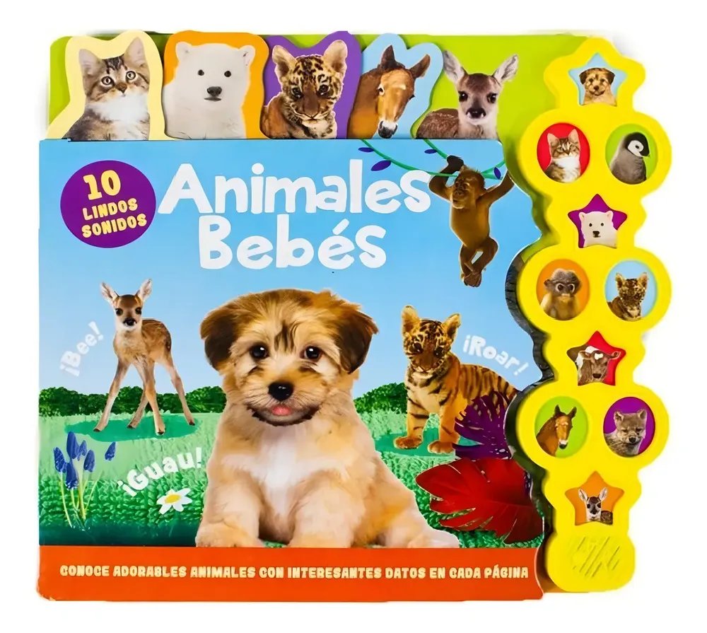 Libro de pasta dura Animales bebés · 10 sonidos