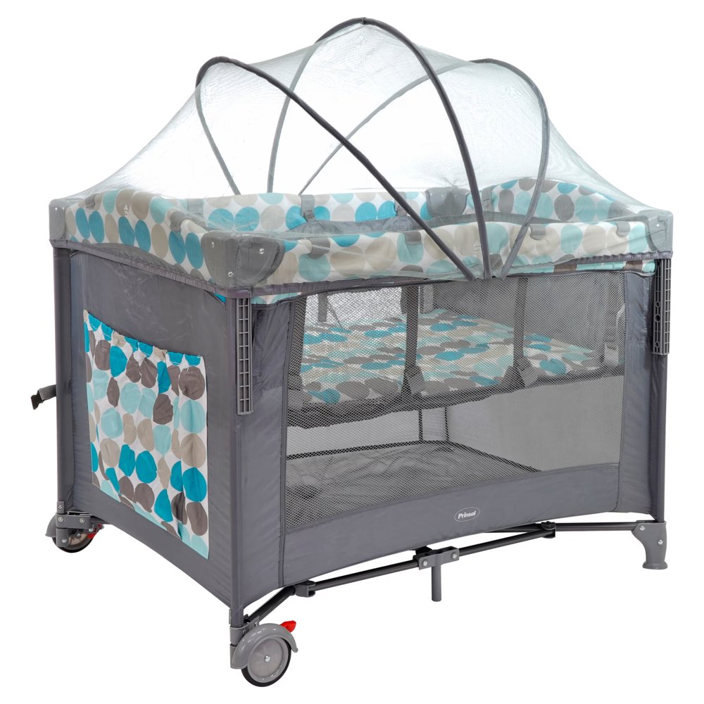 Cuna corral colecho Prinsel (gris) con mosquitero