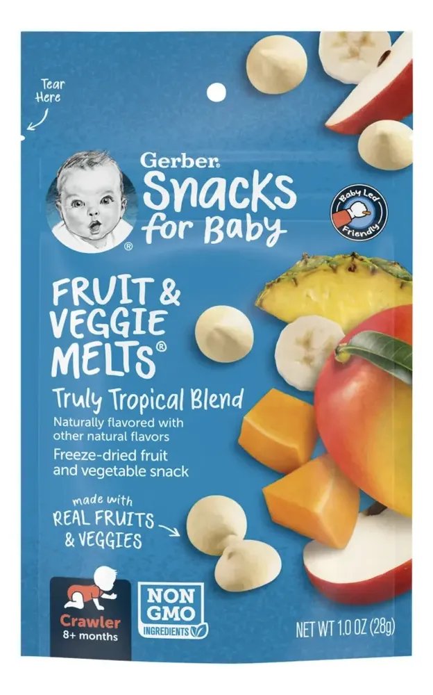 Gerber Melts de fruta y verdura tropical · 28 g (liofilizado)