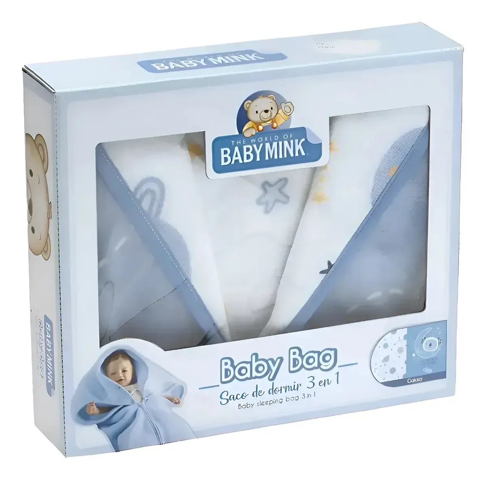 Baby Mink · cobertor, saco de dormir y abrigo 3 en 1 (azul galaxy)
