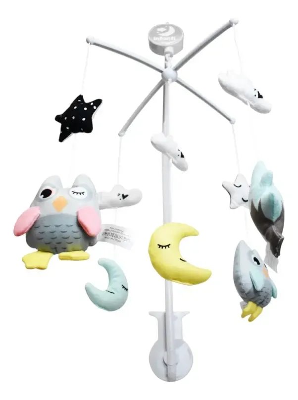 Móvil musical Infanti búhos con juguetes colgantes