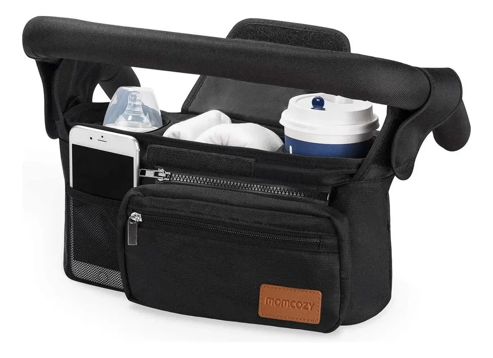 Organizador de carriola Momcozy con 2 portavasos térmicos
