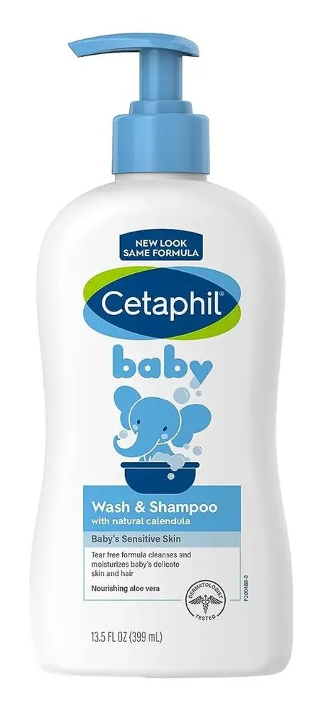 Cetaphil Baby jabón y shampoo 2 en 1 con caléndula · 399 ml