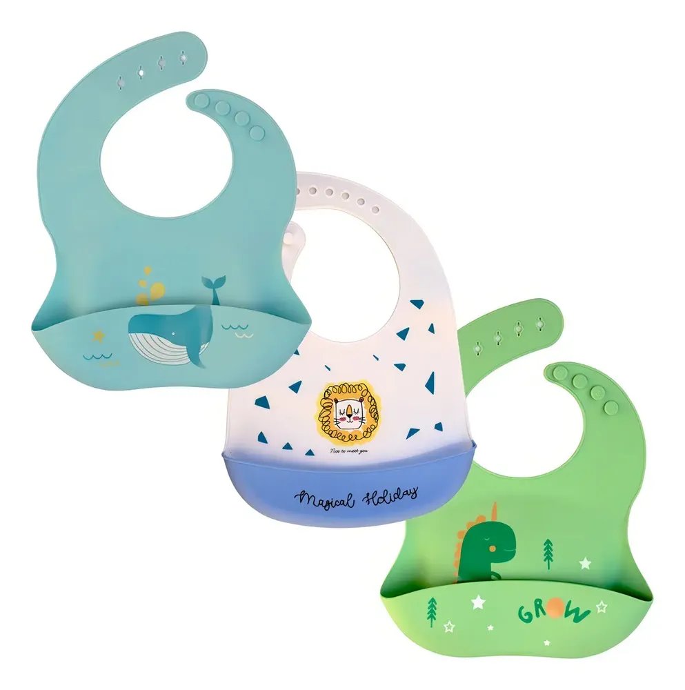 Baberos de silicón impermeables DaraBaby (3 piezas)