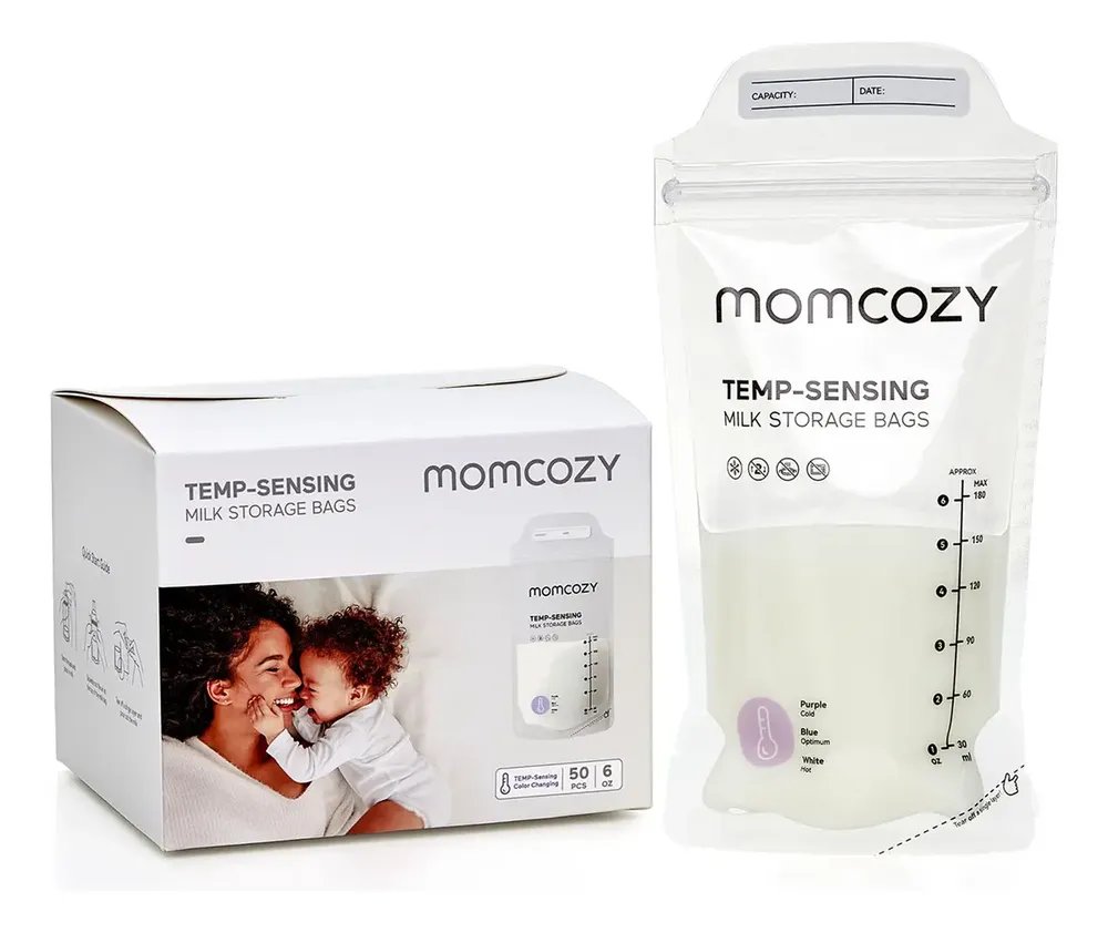 Momcozy Bolsas para Almacenar Leche Materna (50 piezas, con sensor de temperatura)